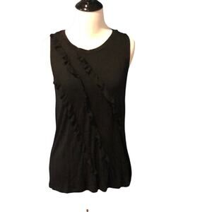 Banana Republic Top Ruffle Front Black